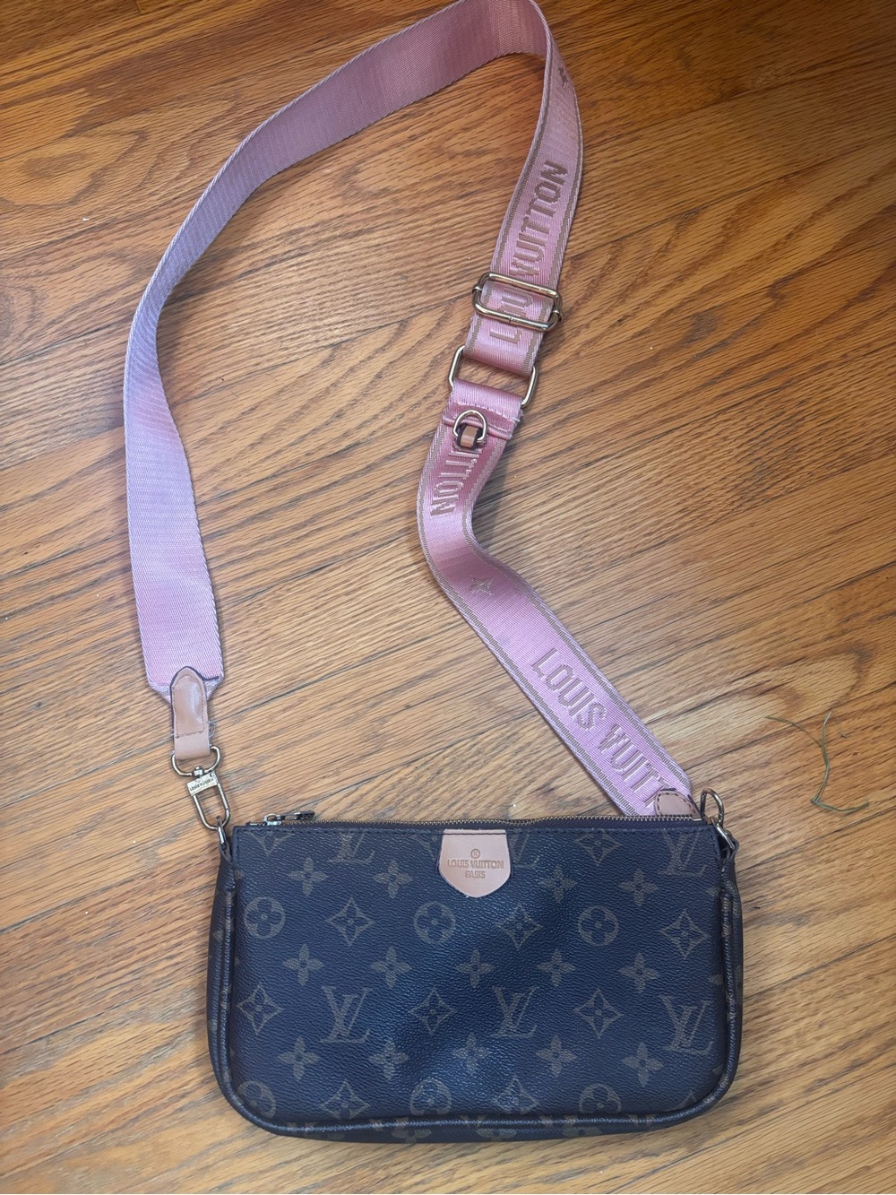 Louis Vuitton Brown Monogram Crossbody with Pink Strap